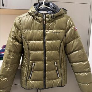 Napapijri Khaki Hooded Puffer Jacket